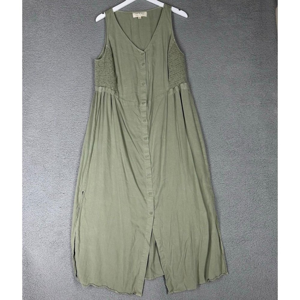 Cloth & Stone Green Button Down Tencel Maxi Dress Size 1X